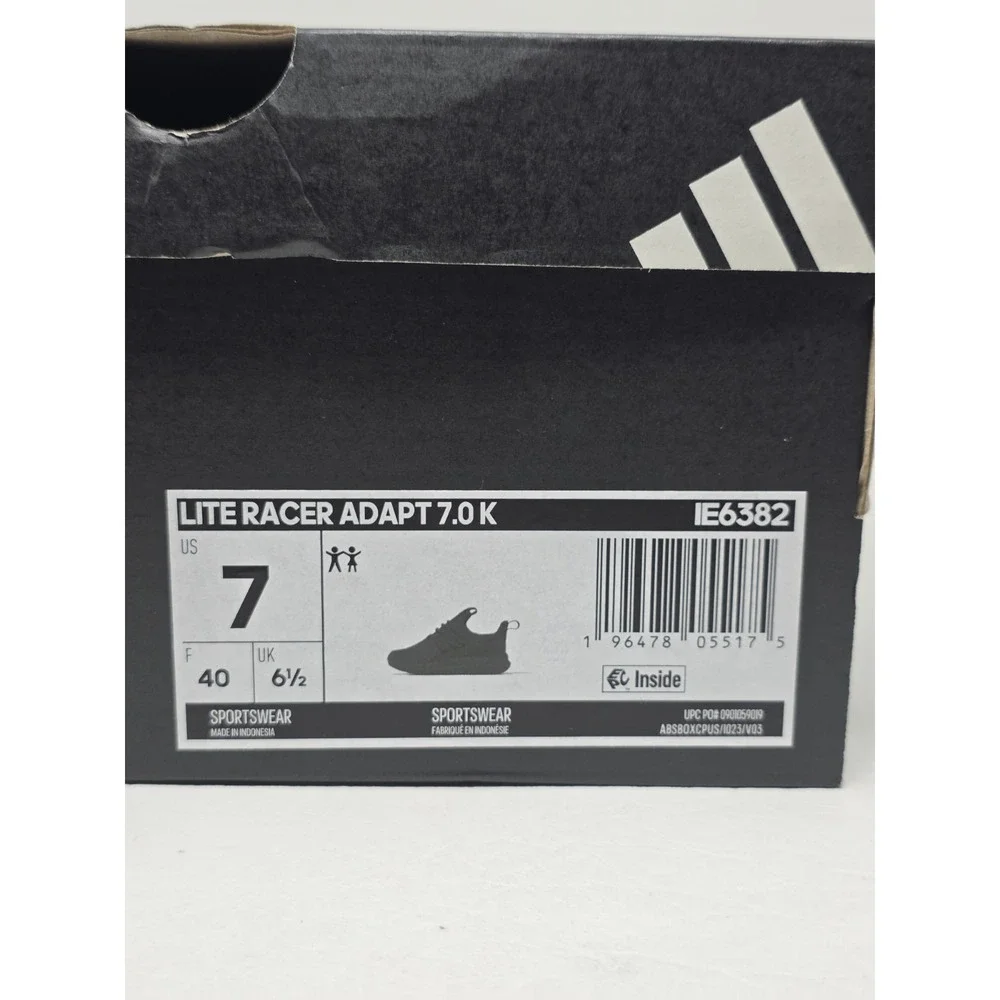 Adidas Lite Racer Adapt 7.0 Size 7 Mens IE6382 Black Slip On Running Shoes New